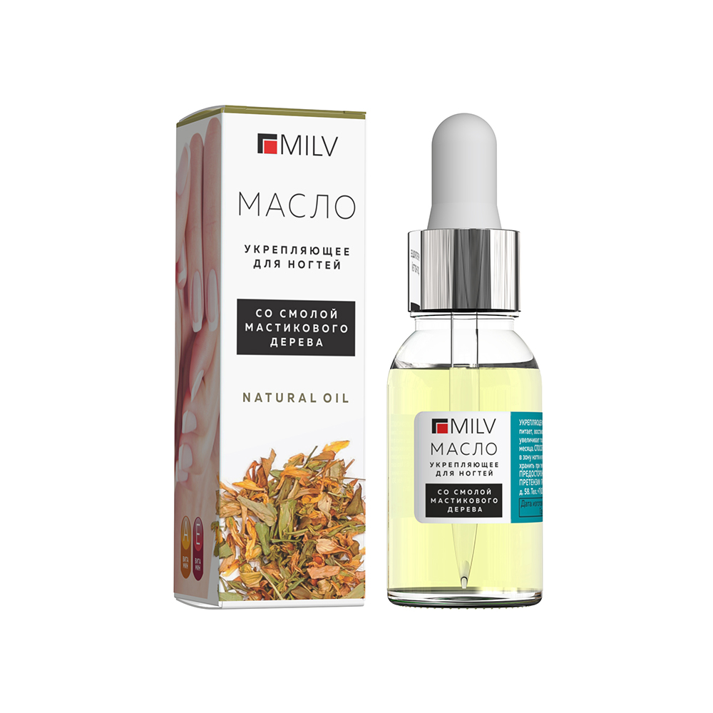 Milv, укрепляющее масло со смолой мастикового дерева (Natural Oil), 15 мл Milv, укрепляющее масло со смолой мастикового дерева (Natural Oil), 15 мл