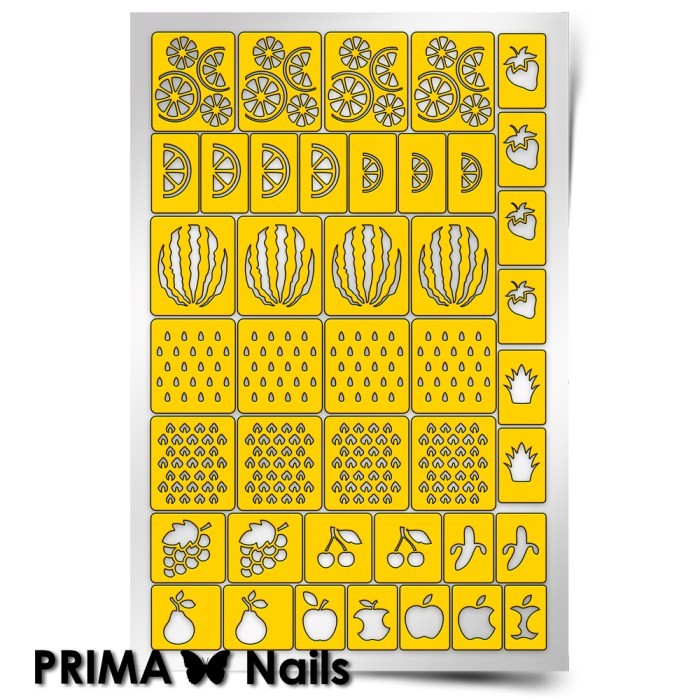 PrimaNails, Трафарет для дизайна ногтей (Фруктовый сад)