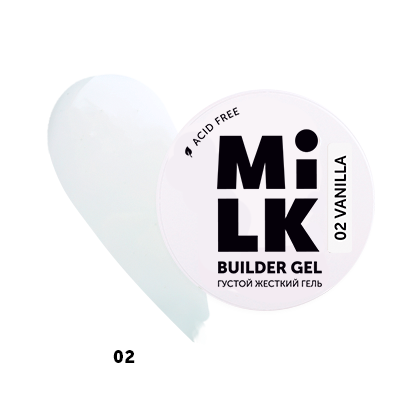 Milk, Builder Gel - густой жесткий гель для моделирования и укрепления №02 (Vanilla), 50 гр