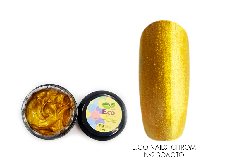 E.Co Nails, гель-паcта Chrom (№2 золото), 5 мл