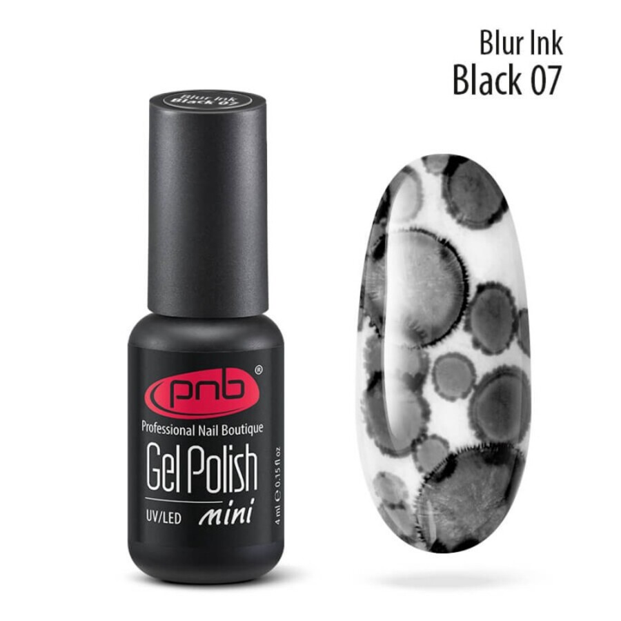 PNB, Blur Ink - акварельные капли для дизайна ногтей №7 (черные), 4 мл