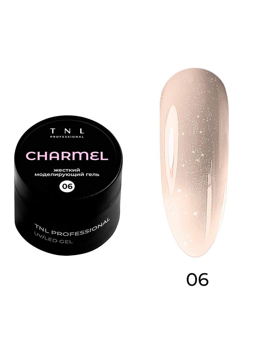 TNL, Charmel - жесткий гель для наращивания с шиммером №06, 15 мл
