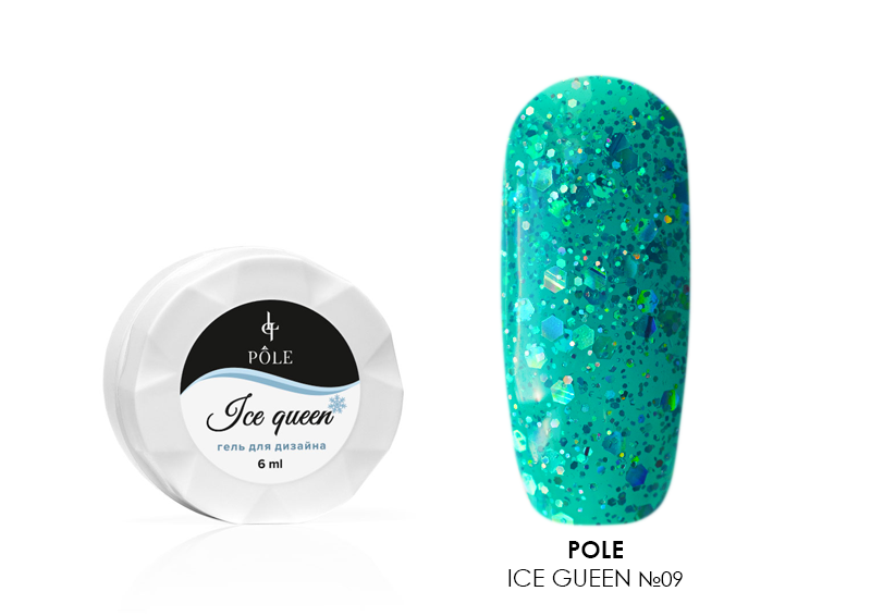 POLE, Ice queen - гель для дизайна (№9 Изумрудный), 6 мл