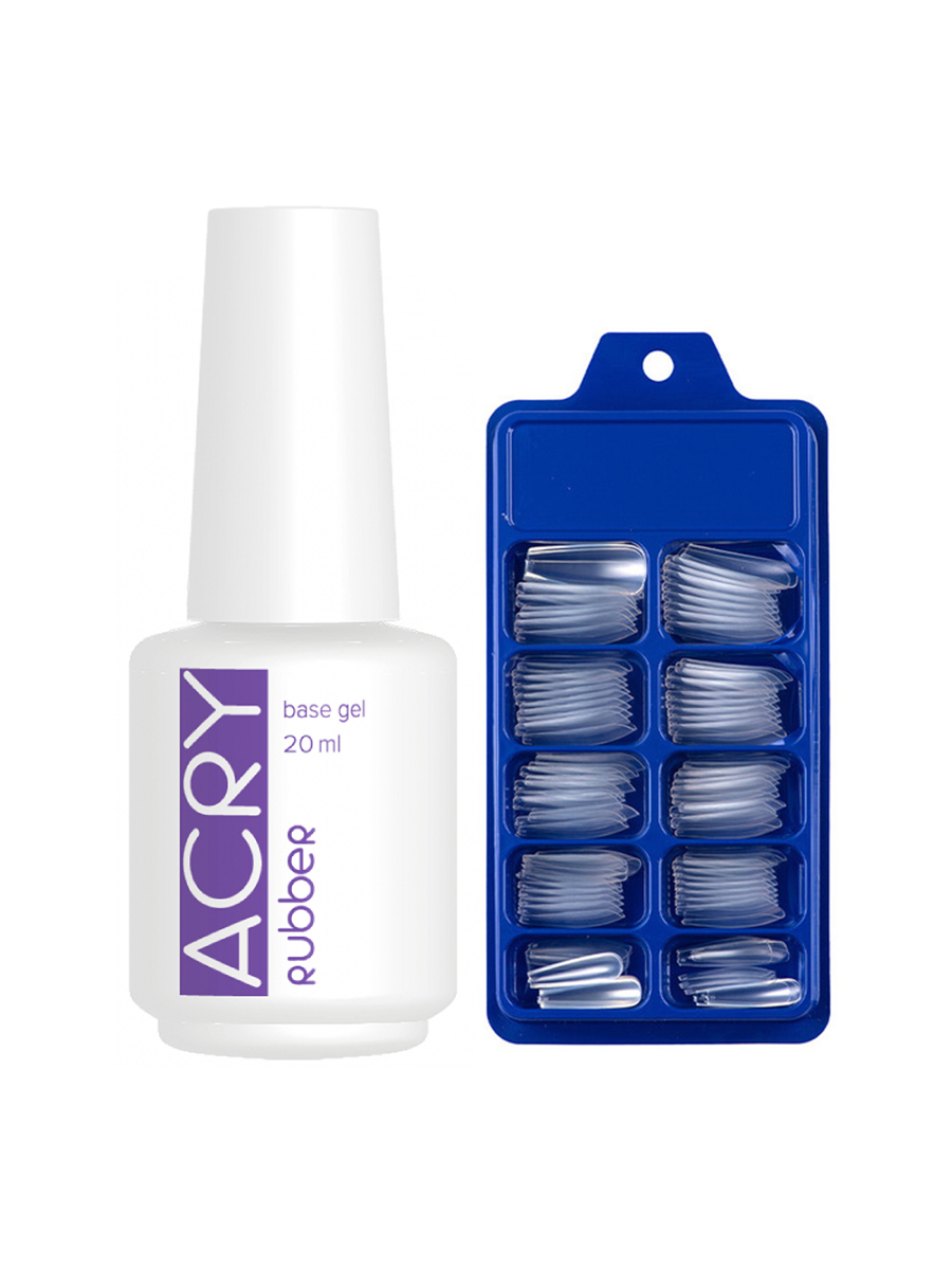 Микс набор №7 эластичная база для ногтей склонных к отслоению материала, гелевые типсы, 100 шт