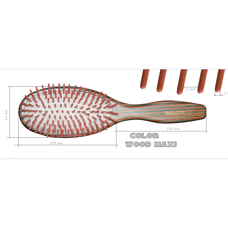 Salon Color Wood Maxi - расчёска для прямых и вьющихся волос