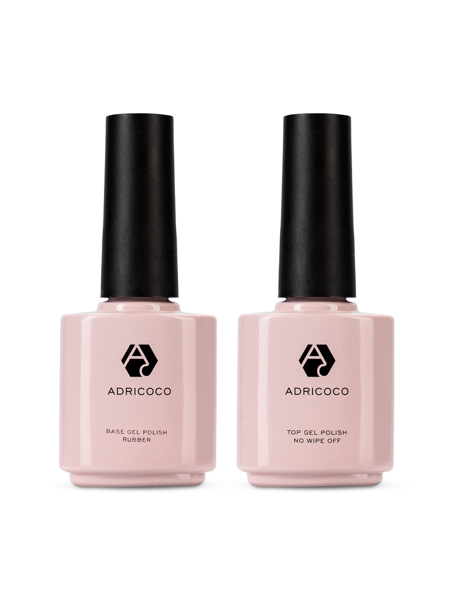 Adricoco, набор №113 каучуковая база и топ для гель-лака без липкого слоя, 2 х 15 мл