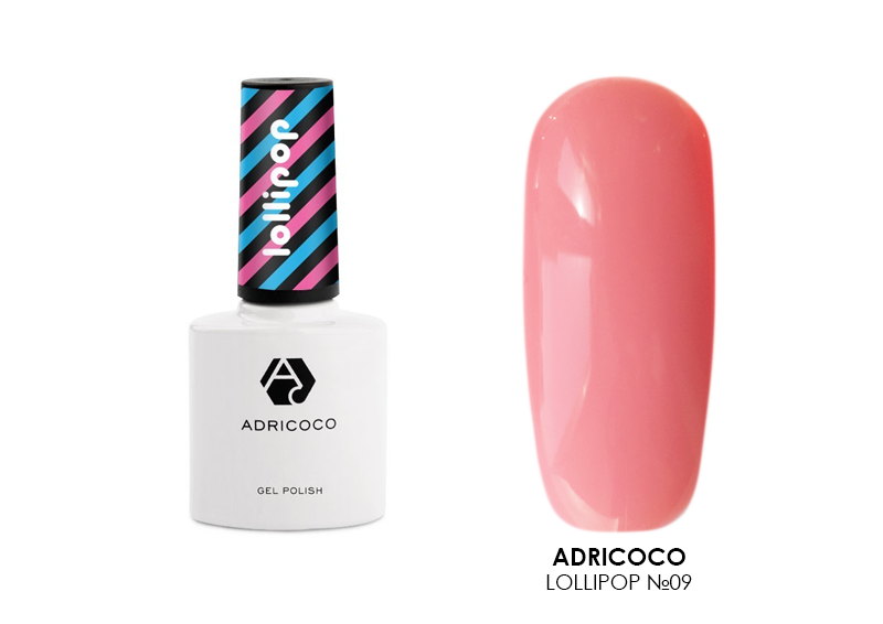 Adricoco, Lollipop - гель-лак (№9, Розовая карамелька), 8 мл