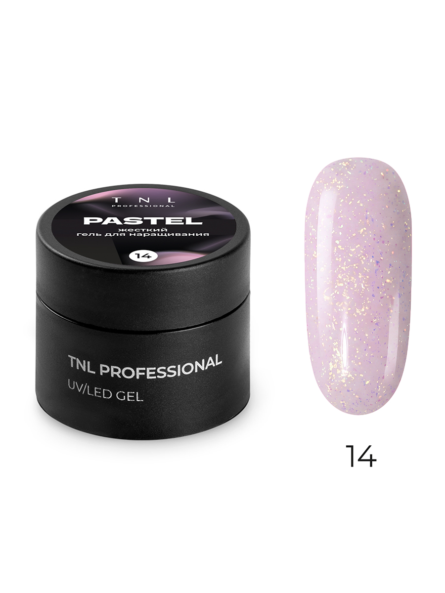 TNL, Pastel - жесткий гель для наращивания с поталью №14 (лепесток пиона), 15 мл