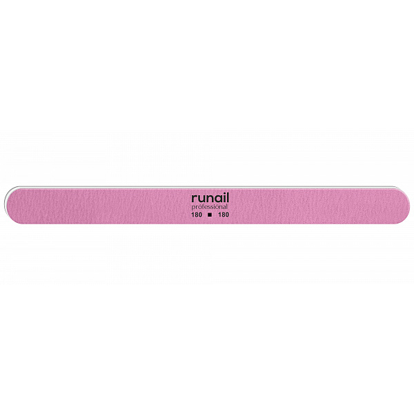 RuNail, пилка для ногтей (розовая, закругленная, 180/180)