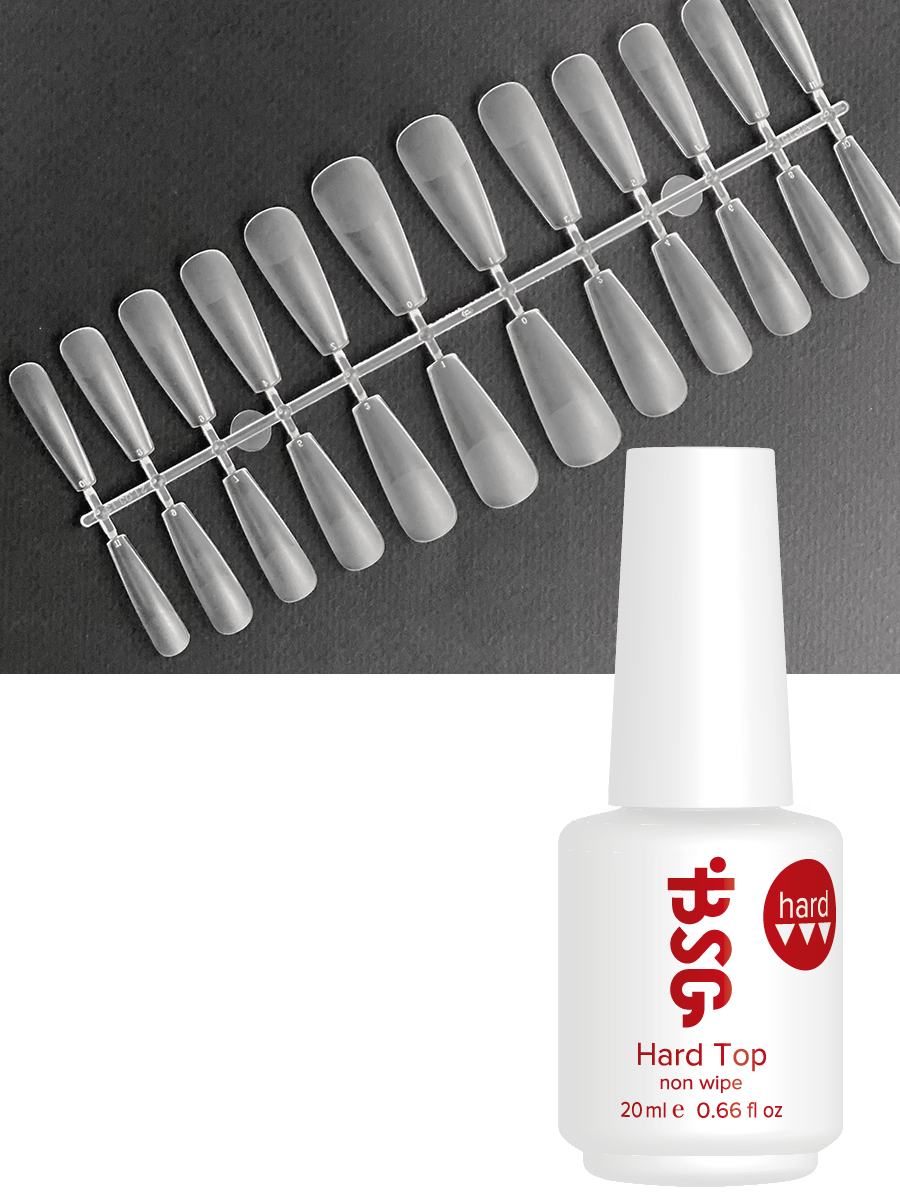 Микс набор №9 жёсткий топ для эластичных и жёстких гелевых систем, типсы гелевые матовые 96 шт