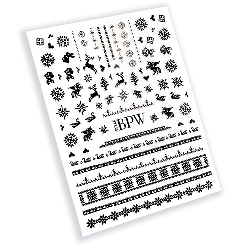 BPW.Style, наклейки для ногтей (Зимний микс черный, fs1-11)