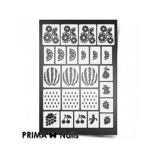 Trafaretto (Prima nails), Трафарет для дизайна ногтей (Фруктовый сад), мини формат
