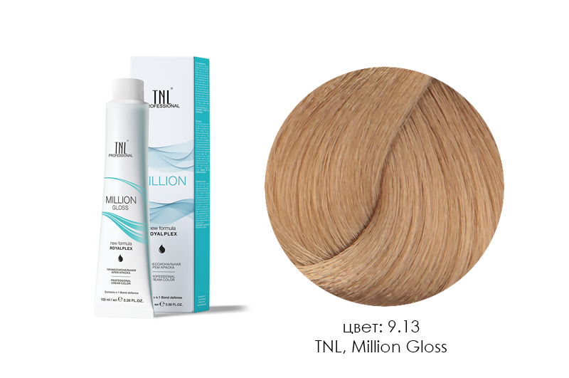 TNL, Million Gloss - крем-краска для волос (9.13 Очень светлый блонд бежевый), 100 мл