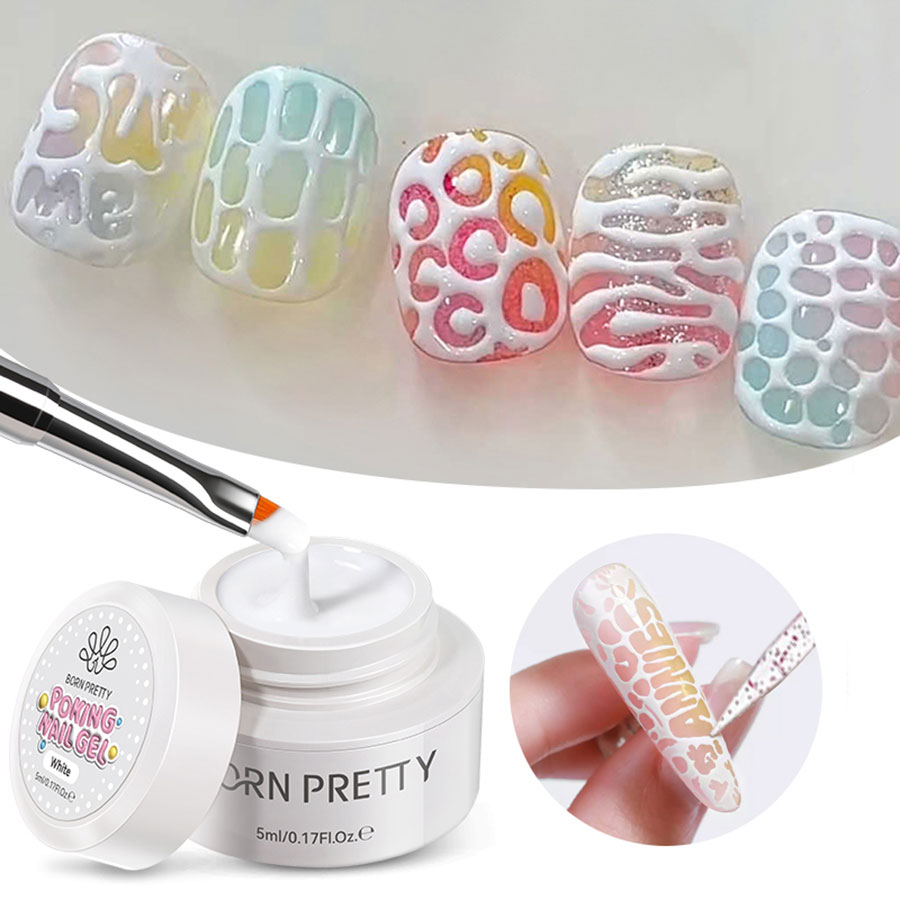 Born Pretty, гель для дизайна ногтей Poke Nail Gel white (белый), 5 гр Born Pretty, гель для дизайна ногтей Poke Nail Gel white (белый), 5 гр