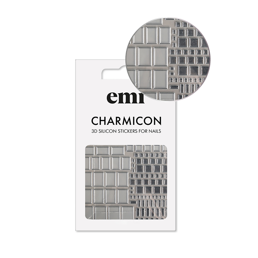 EMI, Charmicon 3D Silicone Stickers - 3D-наклейки для ногтей №159 (Квадраты серебро) EMI, Charmicon 3D Silicone Stickers - 3D-наклейки для ногтей №159 (Квадраты серебро)