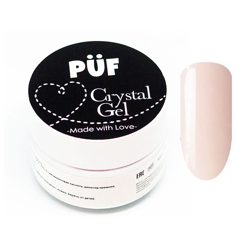 PUF, Crystal Gel - полигель (прозрачно-розовый), 10 гр