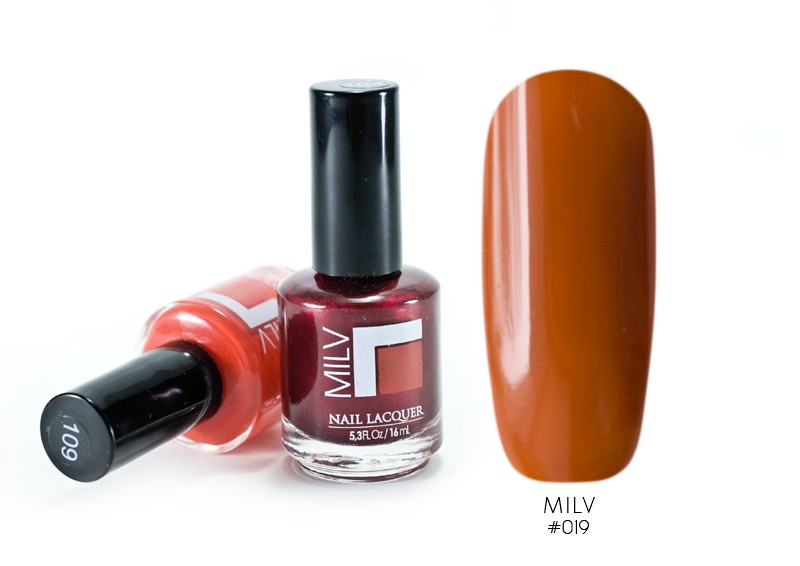Milv, лак для ногтей, глянцевый (коричнево-рыжий №19), 16 мл