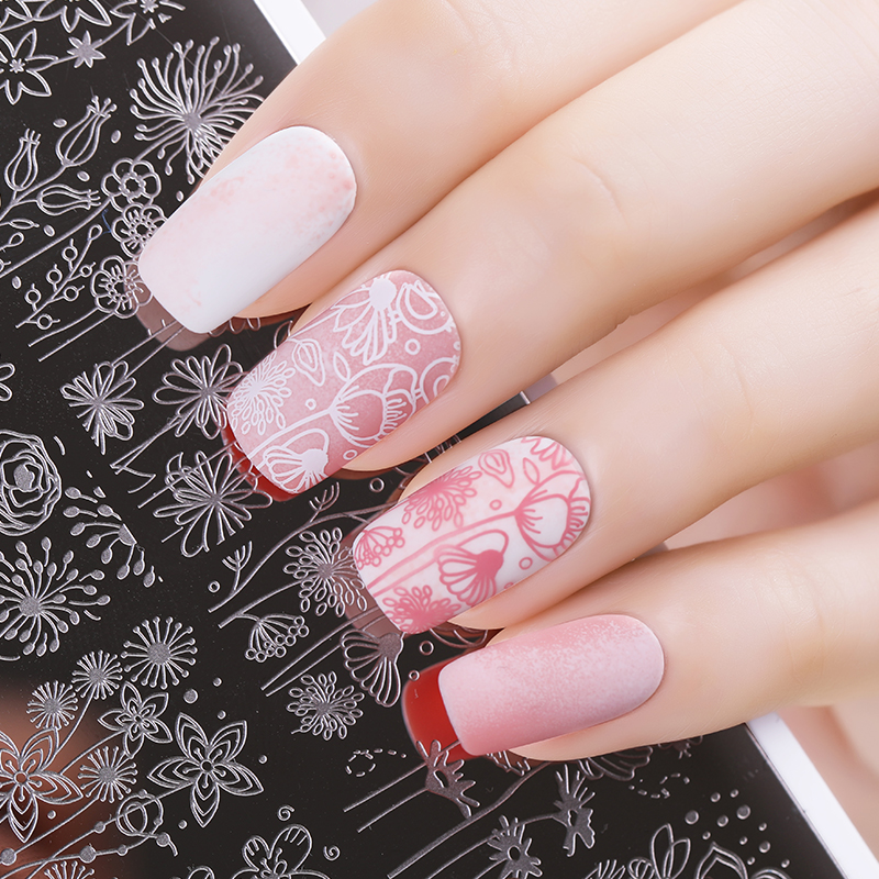 Дизайн ногтей. Товар: Born Pretty, пластина для стемпинга 12*6 см (Flower tango BP-A001(L-001))