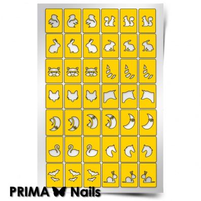 PrimaNails, Трафарет для дизайна ногтей (Крылья, ноги, хвосты - 1)