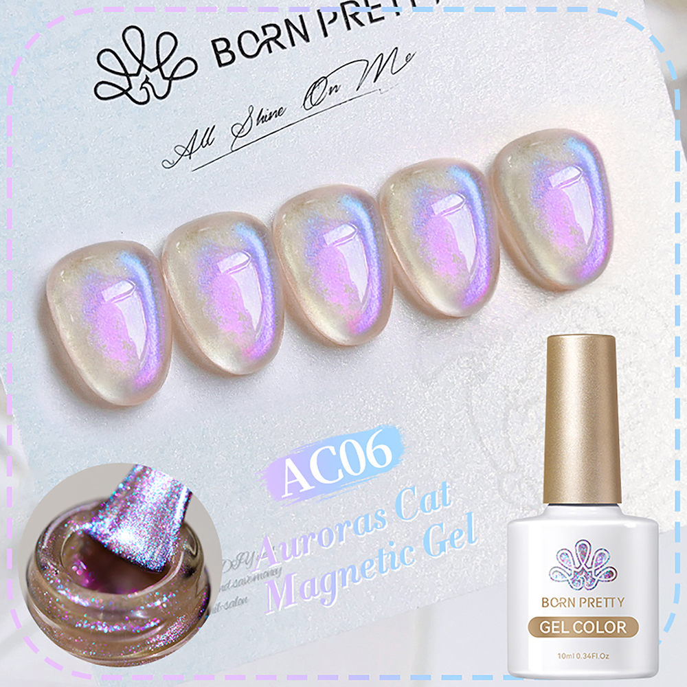 Born Pretty, Auroras Cat Magnetic Gel - светоотражающий гель-лак "кошачий глаз" AC-06 , 10 мл