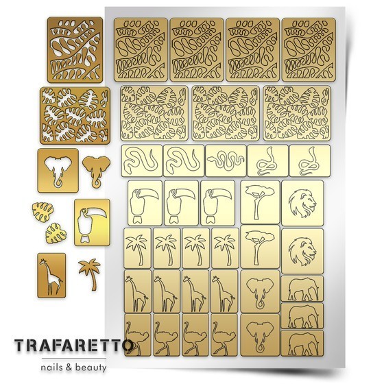 Trafaretto (Prima nails), трафарет для дизайна ногтей (Тропики)