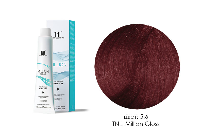 TNL, Million Gloss - крем-краска для волос (5.6 Светлый коричневый красный), 100 мл