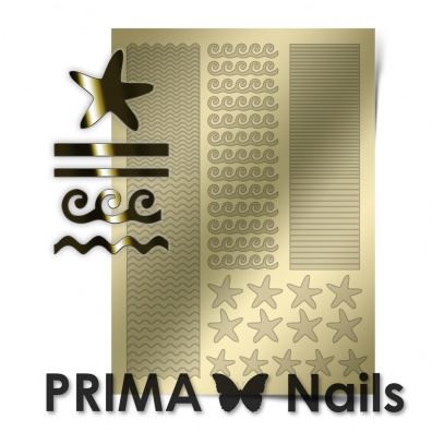 PrimaNails, Метализированные наклейки (SEA-003, золото)