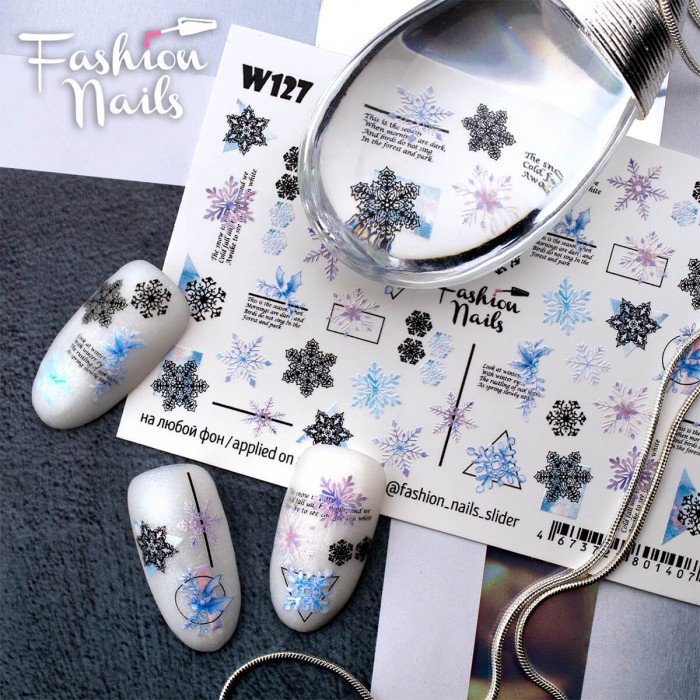 Fashion Nails, слайдер-дизайн "White" №127 Fashion Nails, слайдер-дизайн "White" №127