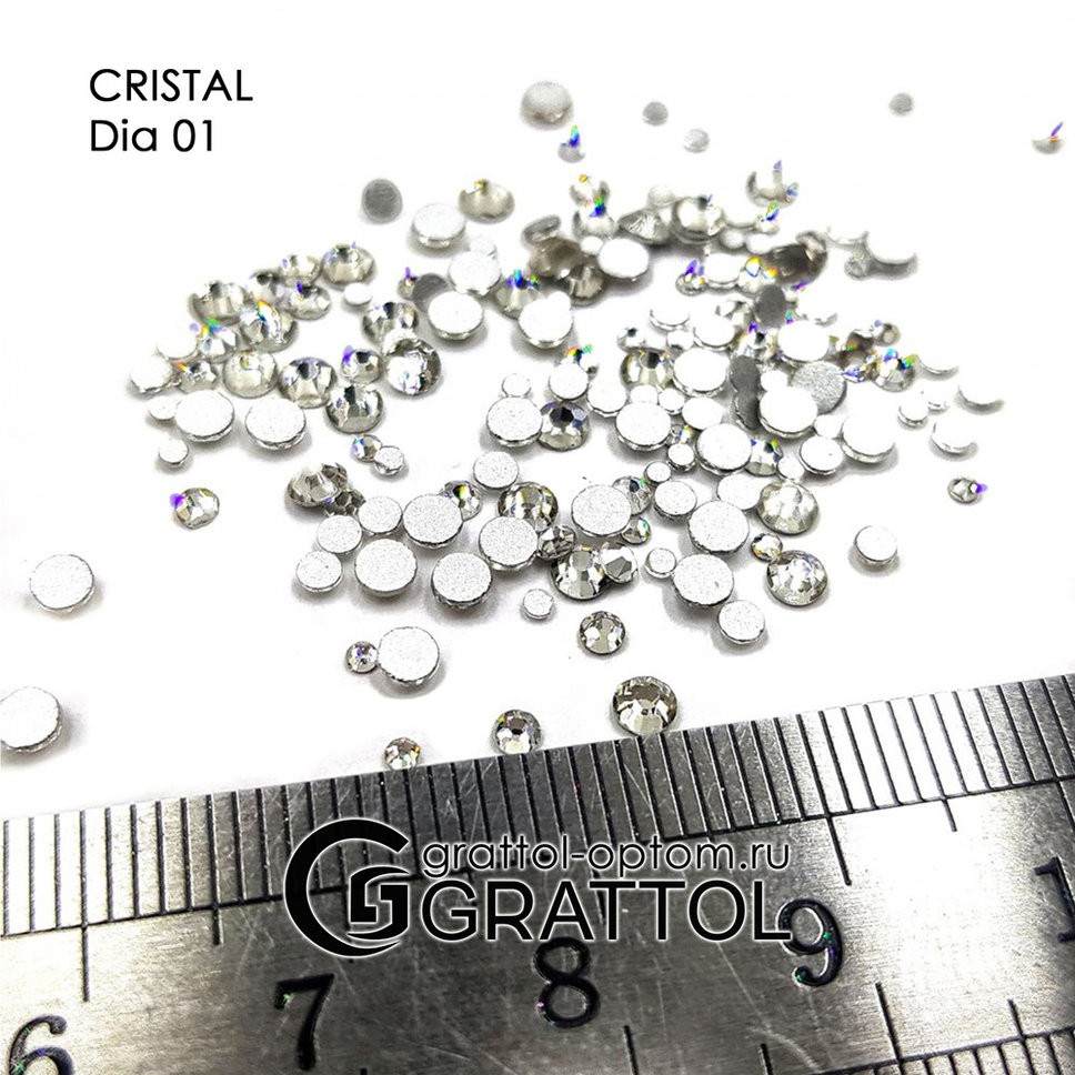 Grattol, стразы mix в баночке ss4, ss6, ss10 (Crystal), 150 шт