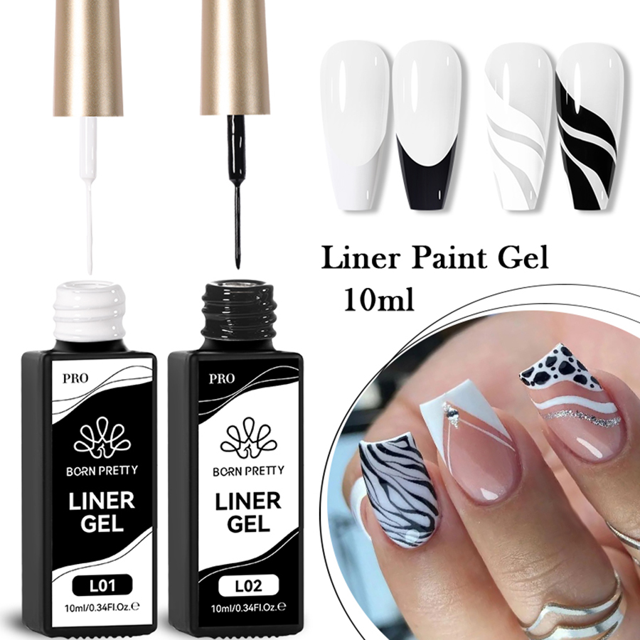 Born Pretty, набор №62 гель-лак с тонкой кистью для дизайна ногтей (2 оттенка по 10 мл)