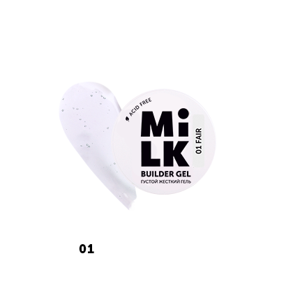 Milk, Builder Gel - густой жесткий гель для моделирования и укрепления №01 (Fair), 15 гр