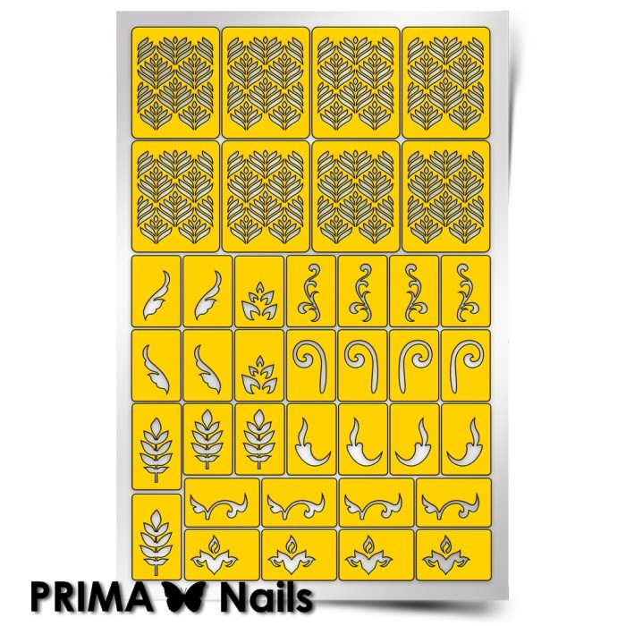 PrimaNails, Трафарет для дизайна ногтей (Растительный узор-1)