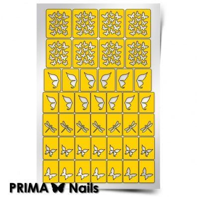 PrimaNails, Трафарет для дизайна ногтей (Бабочки, стрекозки)