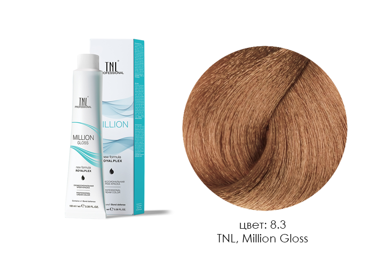 TNL, Million Gloss - крем-краска для волос (8.3 Светлый блонд золотистый), 100 мл