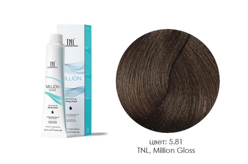 TNL, Million Gloss - крем-краска для волос (5.81 Светлый коричневый шоколадный пепельный), 100 мл