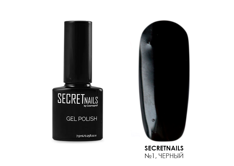 SECRETnails, гель-лак (№1, черный), 7.5 мл SECRETnails, гель-лак (№1, черный), 7.5 мл