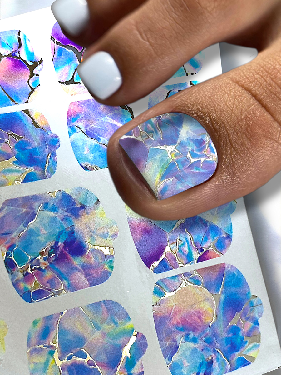 Дизайн ногтей. Товар: Anna Tkacheva, наклейки пленки для педикюра с фольгой VIP-044