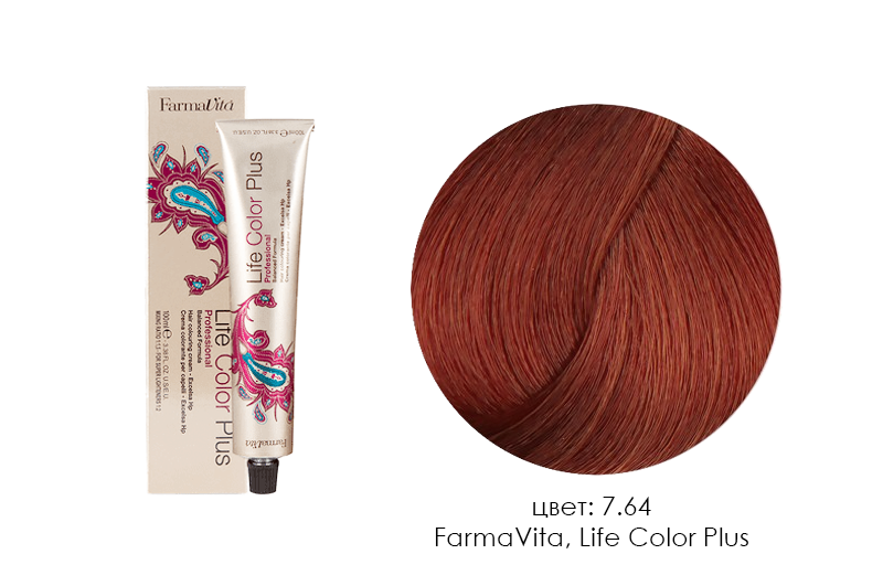 FarmaVita, Life Color Plus - крем-краска для волос (7.64 красно-медный блондин)