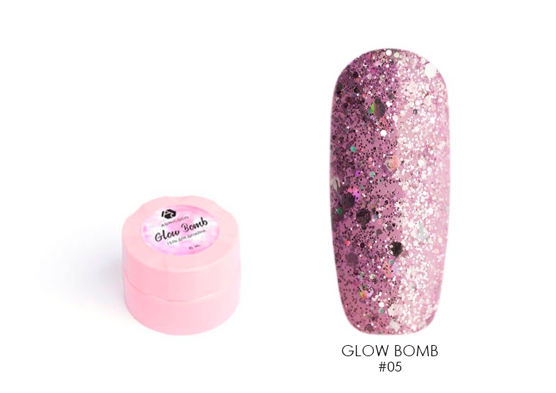 Adricoco, Glow Bomb - гель для дизайна (№05 "Розовый кристалл"), 6 мл
