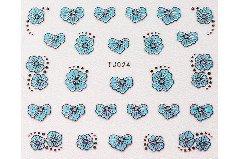 Объемные наклейки, голубой с серебром (tjbs024)