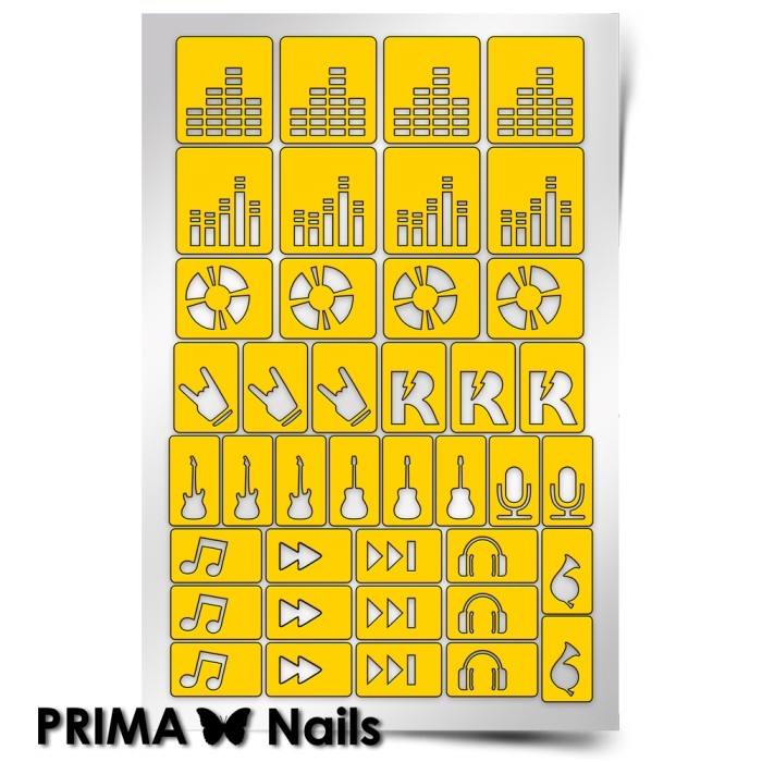 PrimaNails, Трафарет для дизайна ногтей (Музыка)