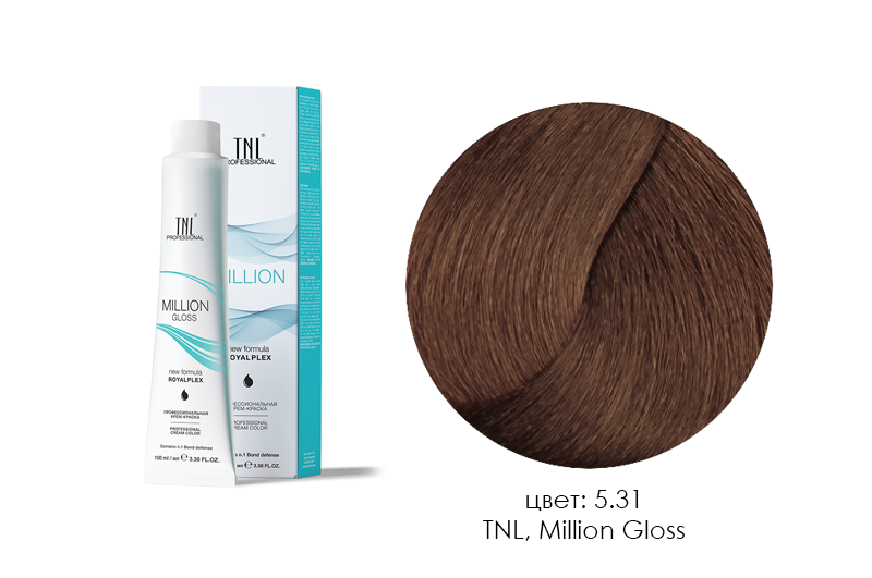 TNL, Million Gloss - крем-краска для волос (5.31 Светлый коричневый золотистый бежевый), 100 мл