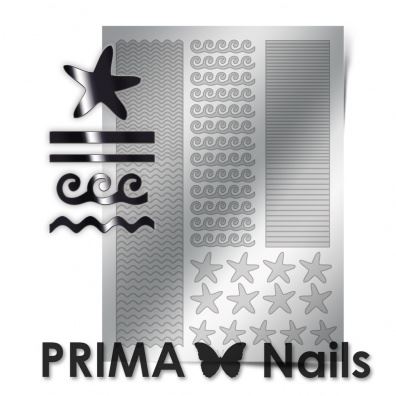 PrimaNails, Метализированные наклейки (SEA-003, серебро)