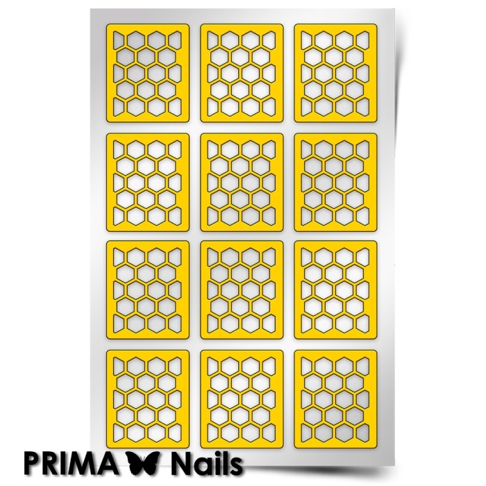 PrimaNails, Трафарет для дизайна ногтей (Принт «Пчелиные соты»)