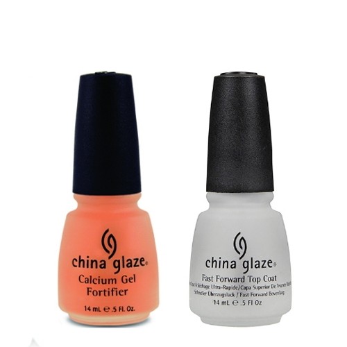 China Glaze, набор из базы и топа для лака (Calcium Gel Fortifier и Fast Forward), 14 мл