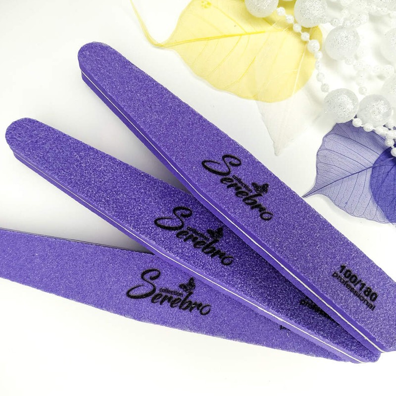 Serebro, "Алмаз" — шлифовщик для натуральных и искусственных ногтей 100/180 (фиолетовый)