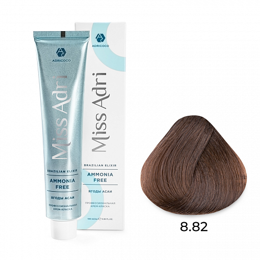 Adricoco, Miss Adri Brazilian Elixir Ammonia free - крем-краска для волос (оттенок 8.82), 100 мл