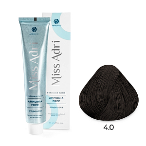 Adricoco, Miss Adri Brazilian Elixir Ammonia free - крем-краска для волос (оттенок 4.0), 100 мл