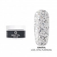 Grattol, Gel Opal Platinum - гель прозрачный с глиттером, 15 мл