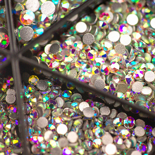 Стразы стекло микс AB White SS3-10 в банке-органайзер (голография), 1440 шт